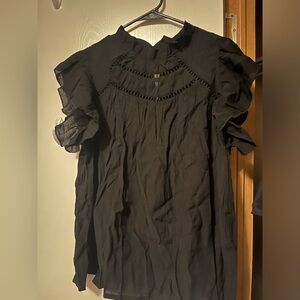 NIP SHEIN Essnce Ruffle Hem Blouse size 4XL black